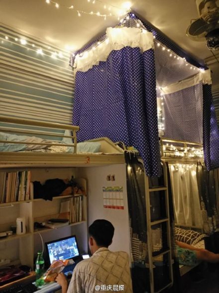 Can you believe it's a boys' dorm room?