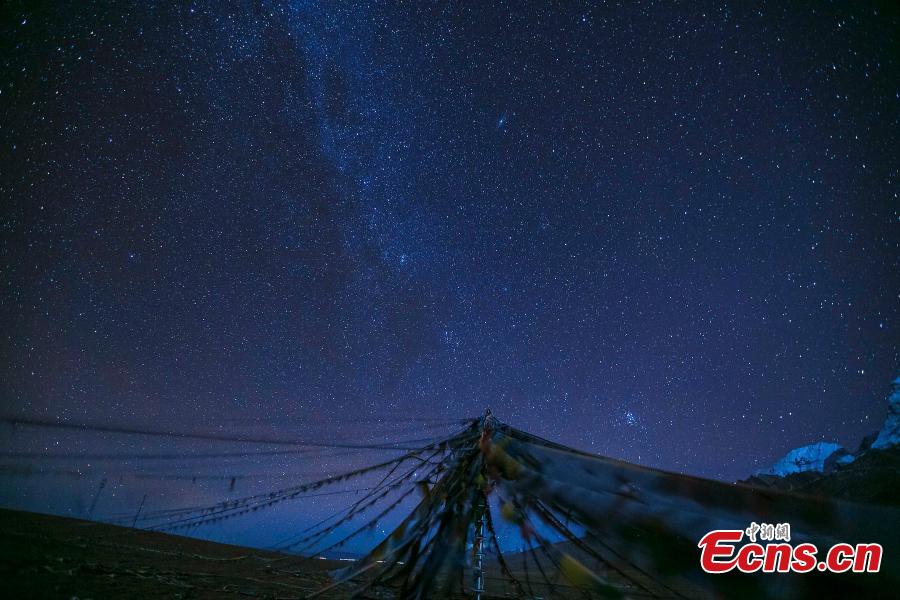 Spectacular starry night in Shigatse, Tibet