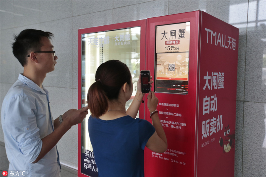 Customers rush to hairy crab vending machine
