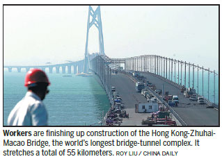 HK-Zhuhai-Macao Bridge will be ready by year's end