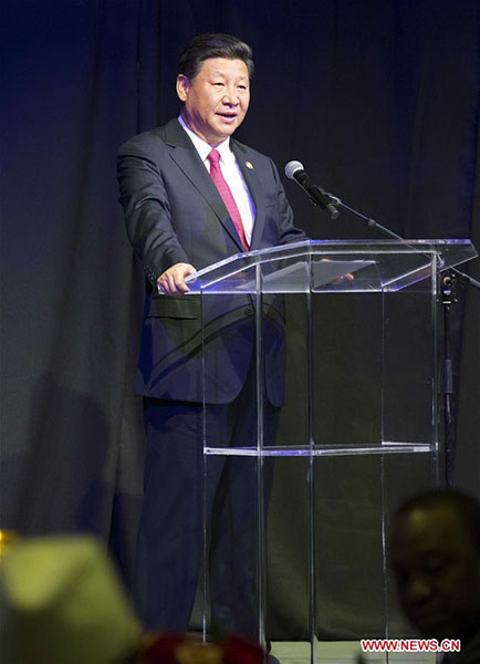 president xi jinping delivers speech during welcome banquet