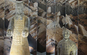 Historic Buddha statues on display