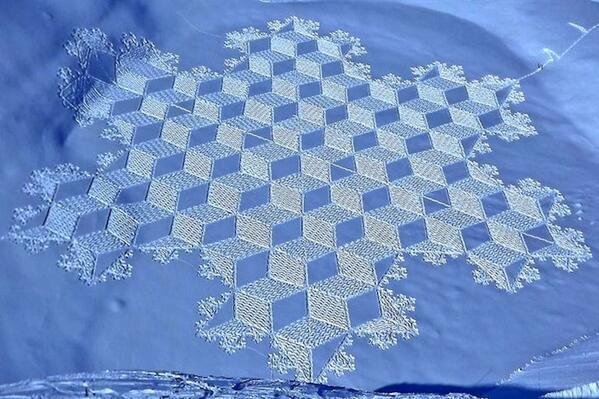 British artist creates patterns in the snow