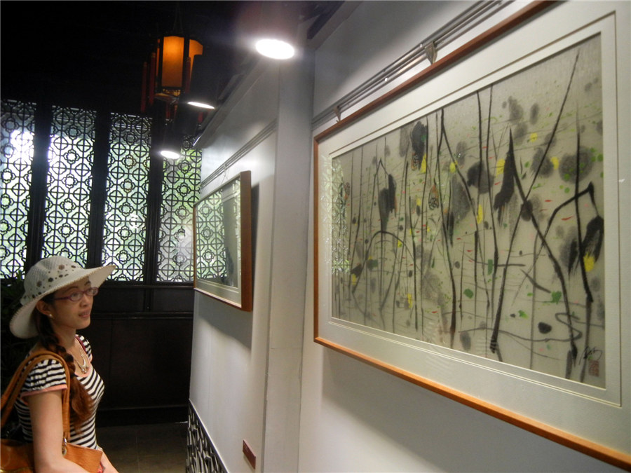 Embroidered lotus blossoms in Suzhou
