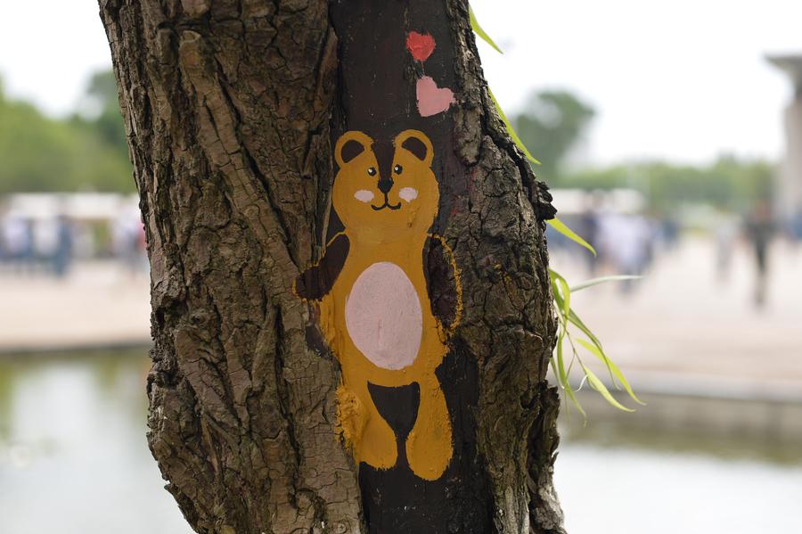 tree hollow paintings created to greet freshmen