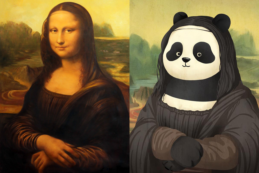 The Chinese panda shakes up famous paintings