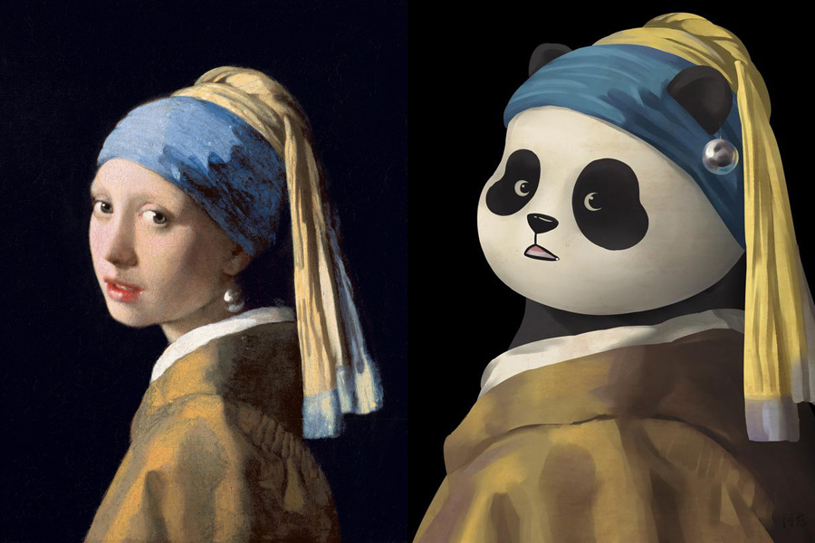 The Chinese panda shakes up famous paintings