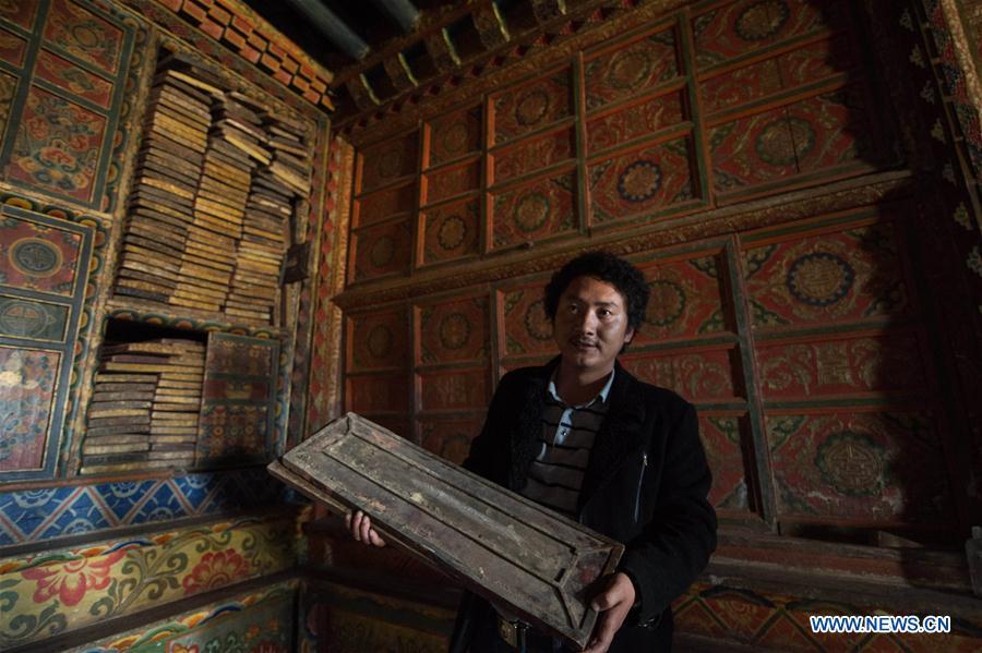 Ancient house with scripture halls of Tibetan Buddhism seen in Sichuan