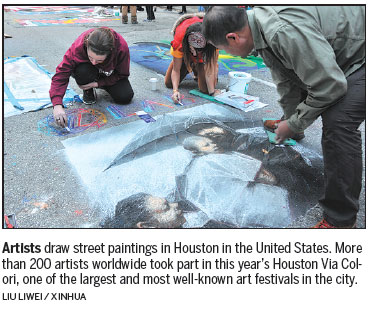 Over 200 artists create street paintings in Houston