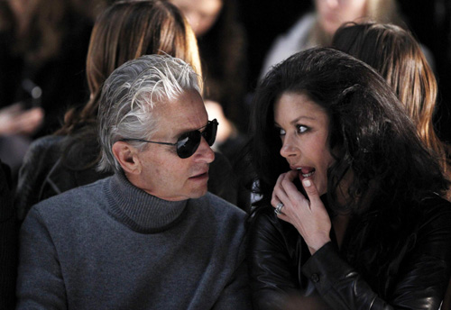 Michael Douglas and Catherine Zeta-Jones attend a showing of the Michael Kors Fall/Winter 2011 collection