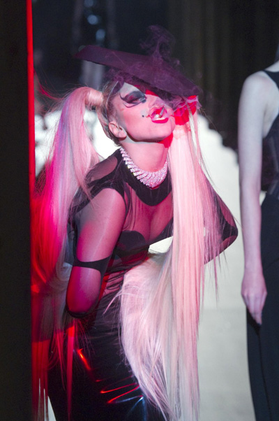 Lady Gaga performs her new song 'Government Hooker' at Paris Fashion Week