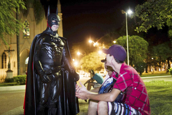 Batman patrols streets in Brazil