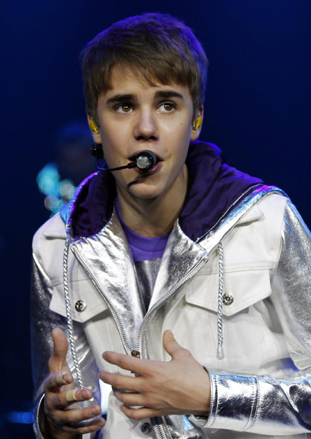 Justin Bieber performs during concert in Belgium