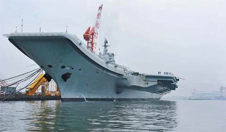 Maiden run for aircraft carrier