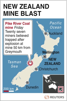 Blast rocks New Zealand coal mine; 27 trapped