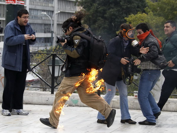Greek protesters clash with police