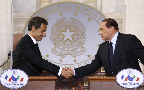 Berlusconi, Sarkozy meet on Libyan crisis, immigration
