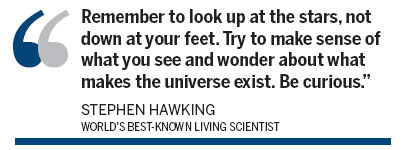 Hawking says 'look up at stars'