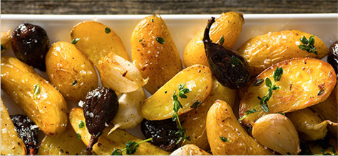 Roasted fingerling potatoes with dried figs and thyme