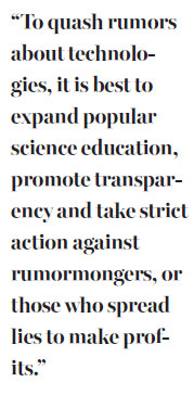 Spread science education to quash rumors