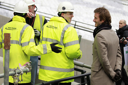 Beckham visits London 2012 Olympic Park