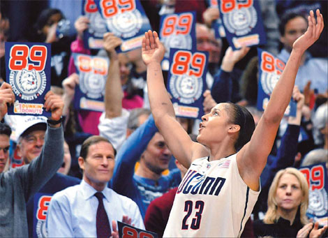 Moore the difference on UConn's historic night