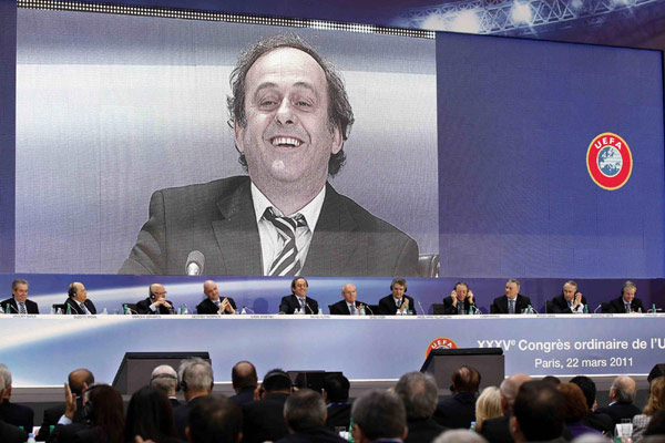 UEFA president Platini re-elected unopposed