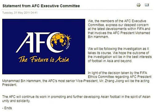 Zhang Jilong will be acting president, says AFC