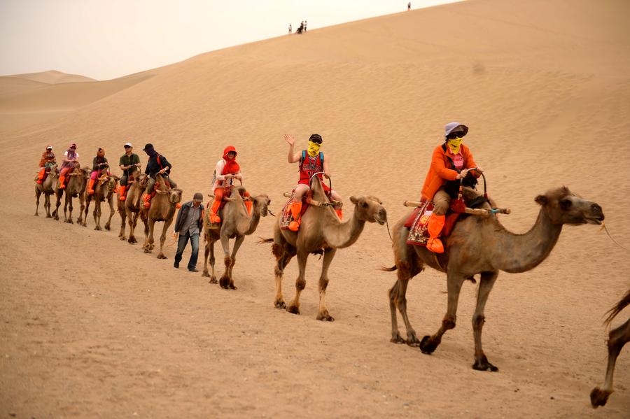 Oasis scenic spot in Gobi Desert, NW China