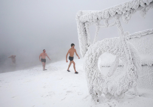 Winter swimmers in Russia