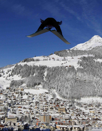 Practice for ski jumping World Cup