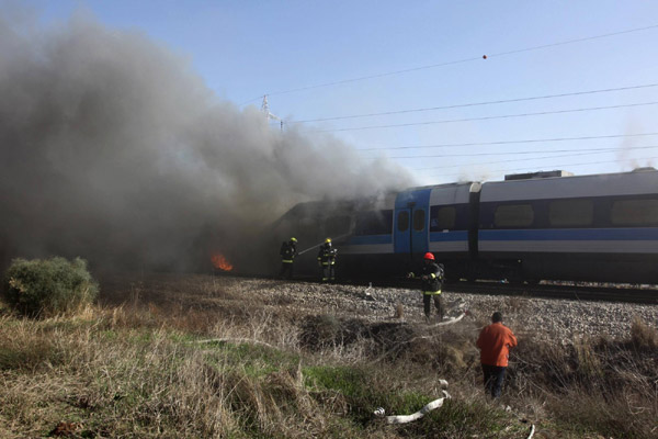Fire on train in Israel injures dozens