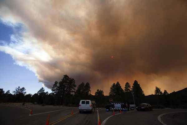 New Mexico shaded by wild forest fire