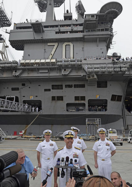 Navy ship that buried bin Laden returns to US port