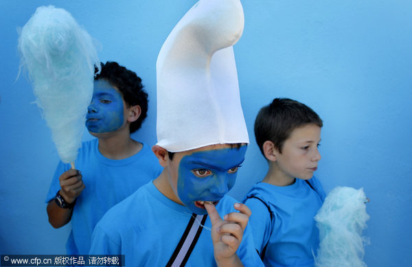 Spanish town painted blue to promote Smurfs