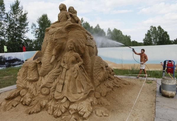 Sand sculptures in Russia's Krasnoyarsk