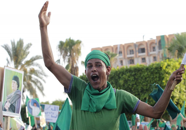 Town rally for Libyan leader Gadhafi