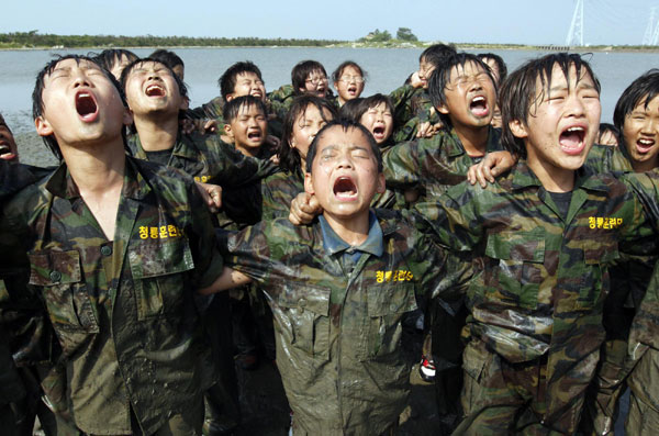Summer military camp for South Korean kids