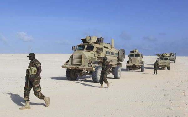 Peacekeepers patrol in Somalia