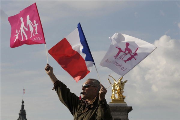 Protest against France's gay marriage law in Paris