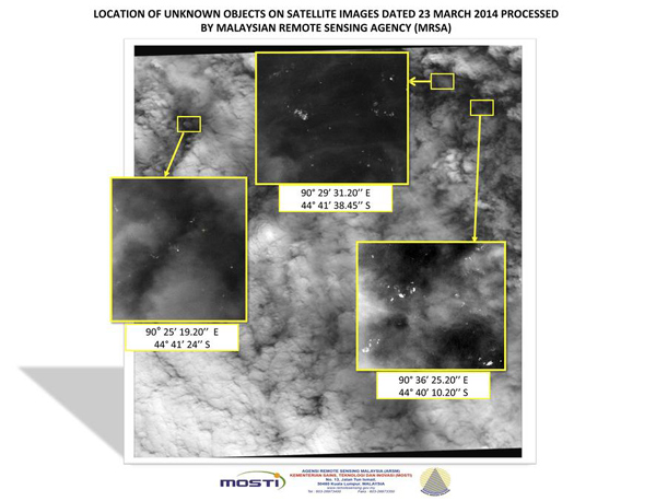 New satellite images show 122 objects that may be from plane