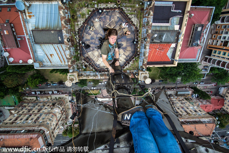 Kiev climbers display head for heights