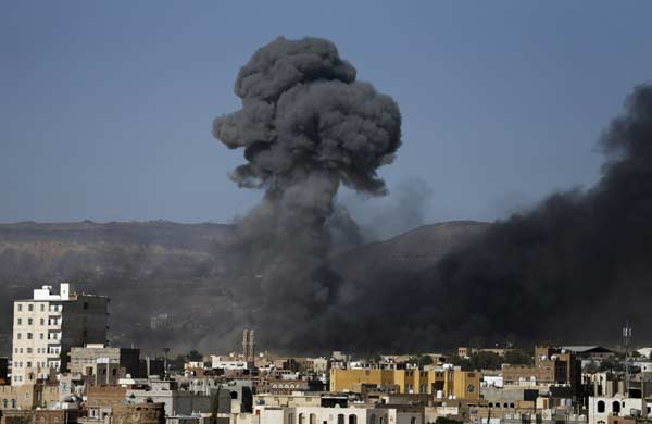 Saudi-led air strikes hit Yemen capital hours before ceasefire