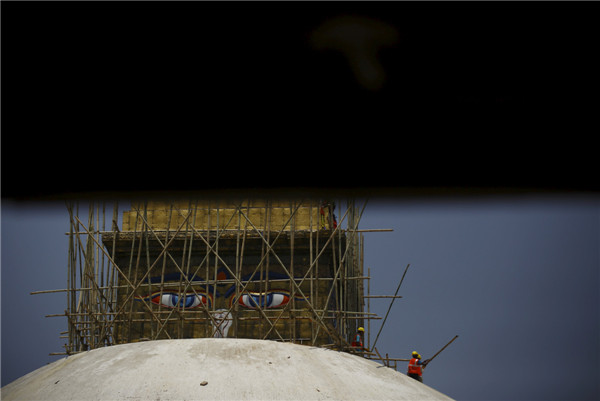 Restoration work begins in Nepal's Boudhanath Stupa