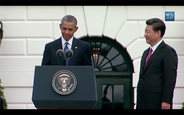 President Obama greets President Xi with <EM>nihao</EM> on state visit