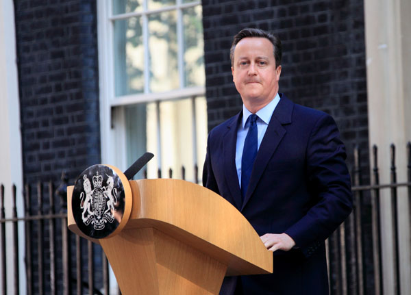 UK Prime Minister David Cameron resigns following EU referendum result