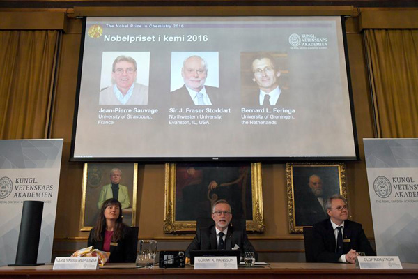 Trio wins Nobel chemistry prize for 'world's smallest machines'