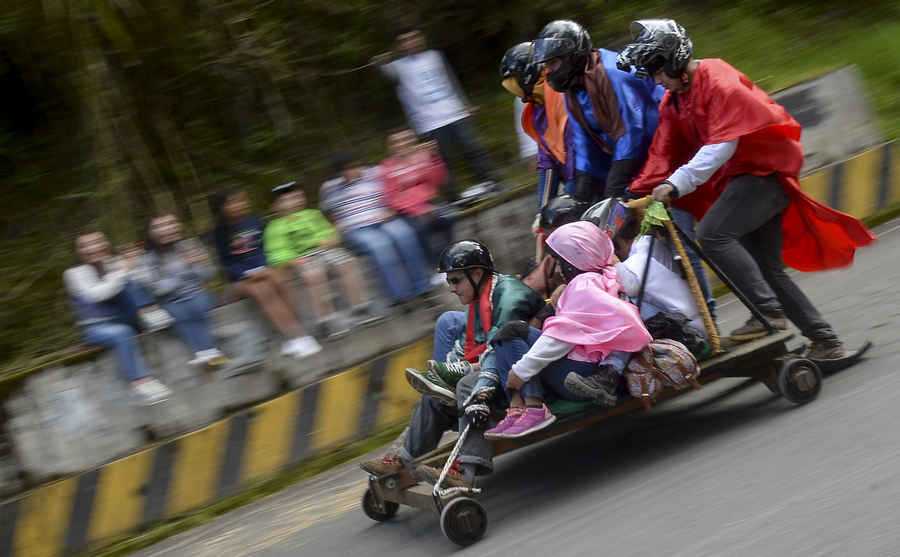 Participants dressed up to celebrate Car Festival in Colombia