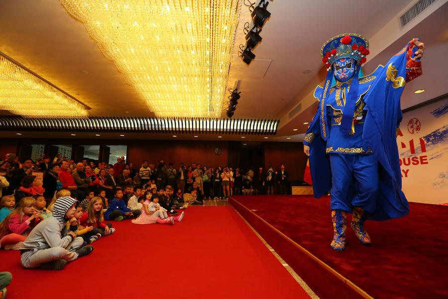 Performers show on Chinese open house day in Brussels