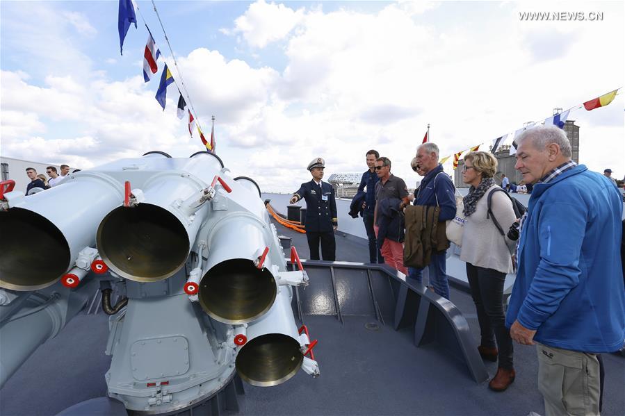 PLA Navy frigates introduced to visitors at Port of Antwerp, Belgium
